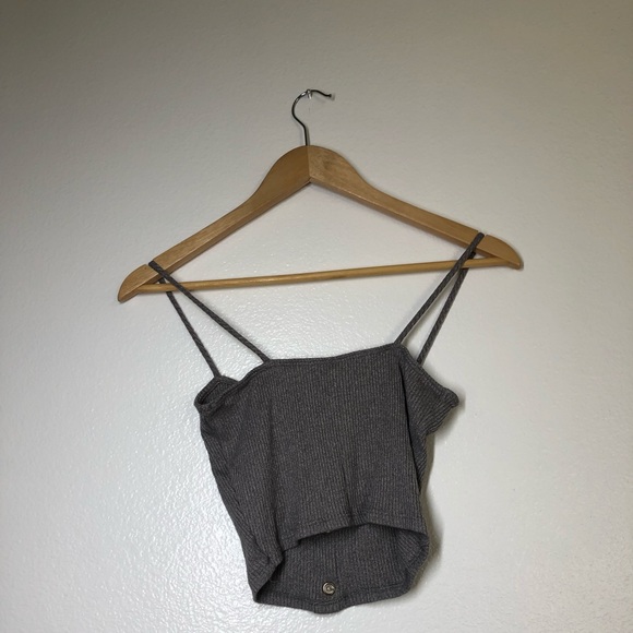 May Pink Grey Strap Crop Top - Picture 6 of 6